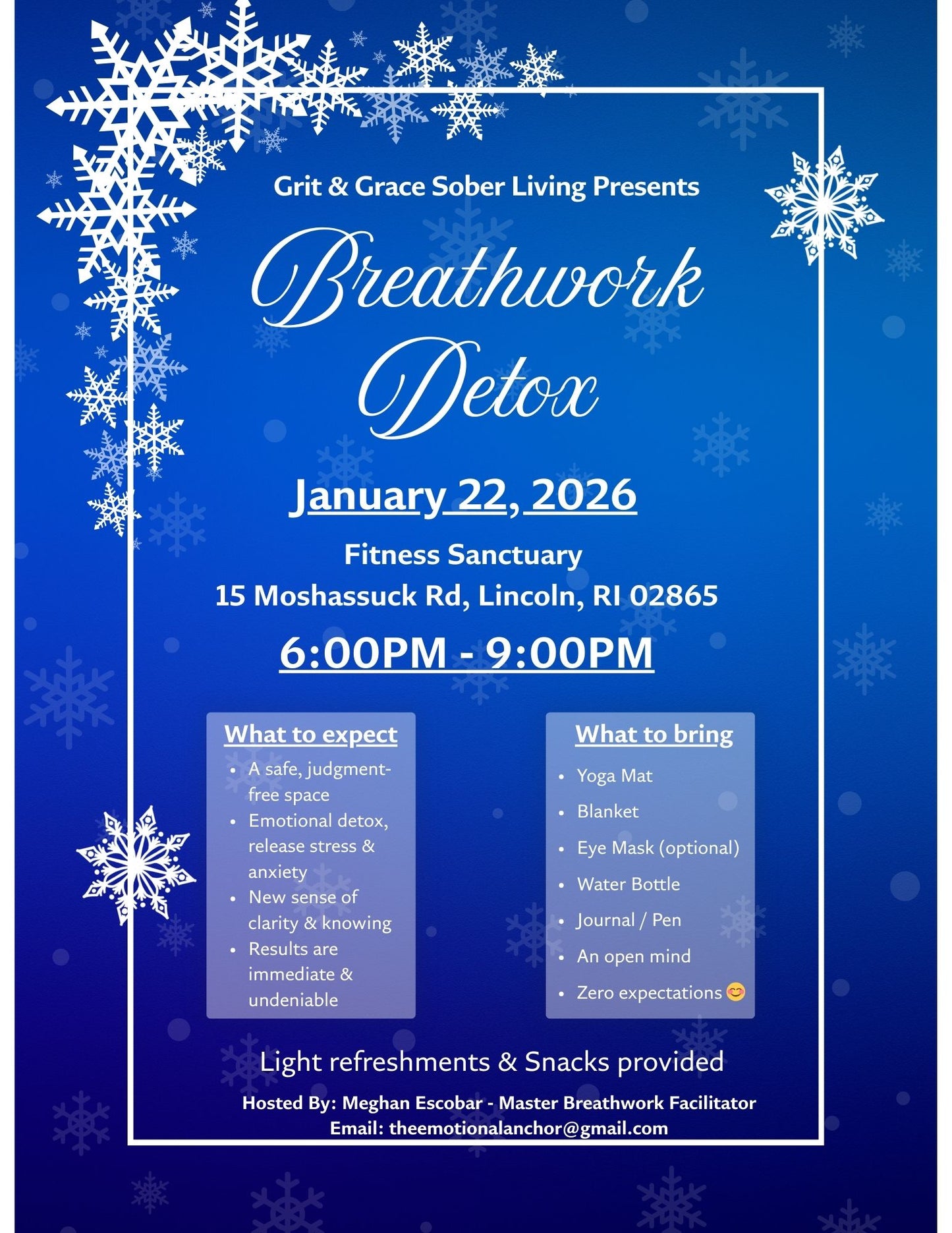 Breathwork Detox for Recovery & Renewal - Hosted for Grit & Grace Sober Living